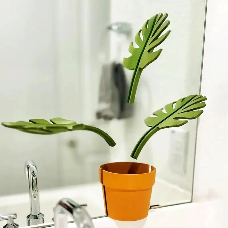 Mirror Monstera Bathroom Organizer Mirror Jewelry Bracelet Holder Watch Wallet Storage Toothbrush Toothpaste Organizer 2025 New