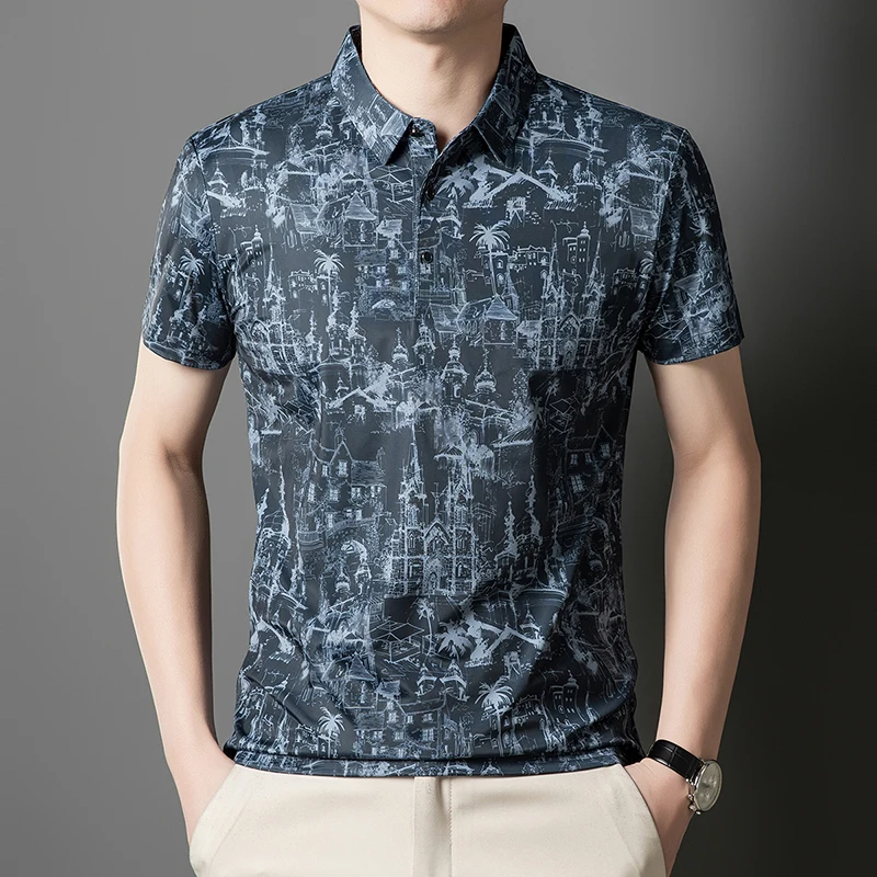 

Мужские рубашки поло с цифровым принтом и коротким рукавом, дышащие летние качественные мягкие удобные повседневные эластичные рубашки Camisas De Hombre