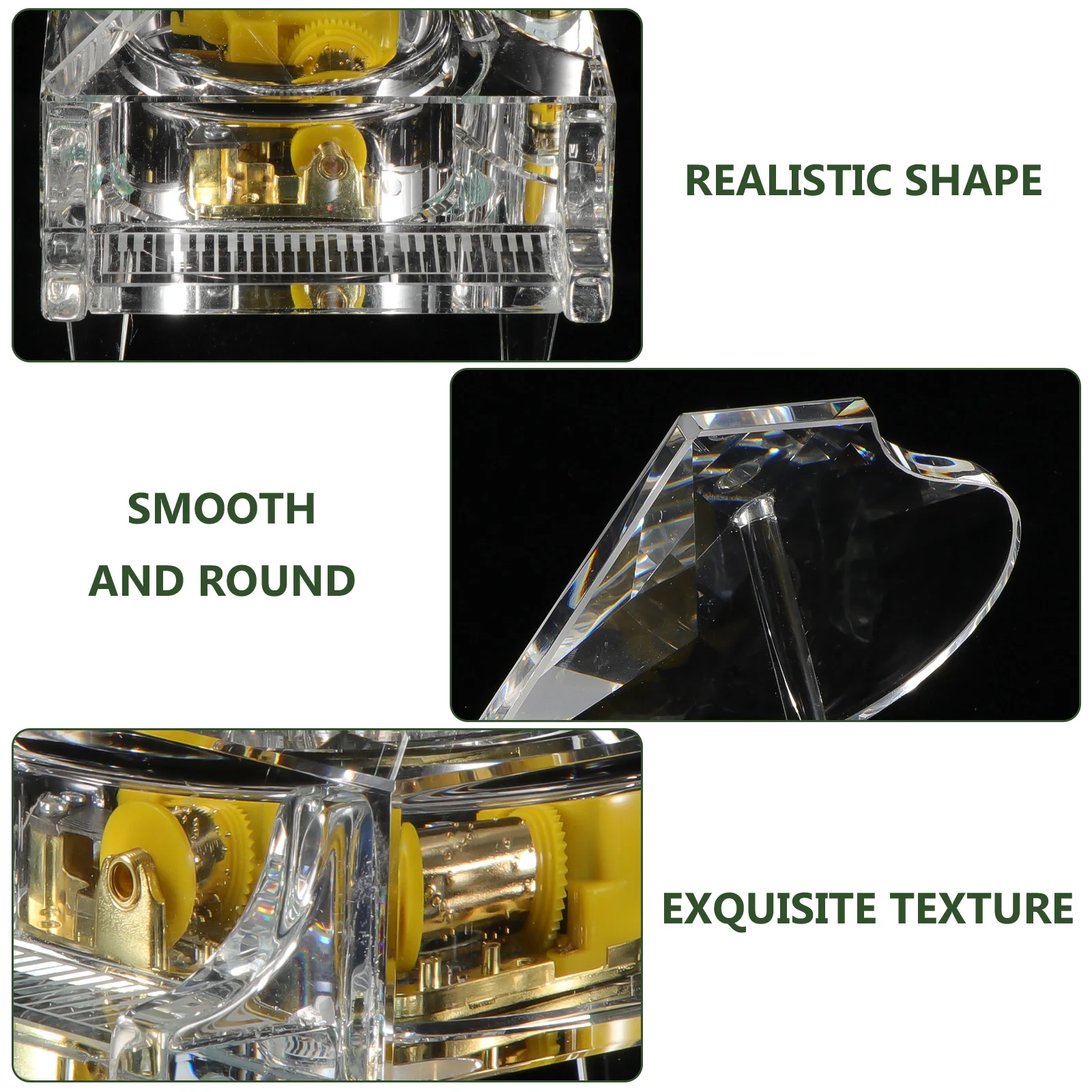 

1 set 1 Set Transparent Crystal Piano Music Box For Desktop Decor Educational Gift Mini Melody Ornament Portable