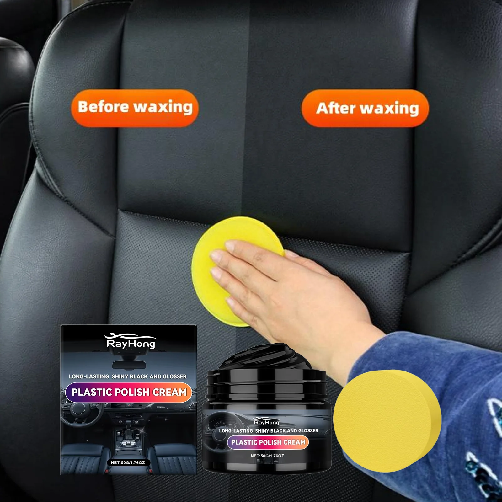 Rayhong-pasta de cuidado de plástico para coche, limpiador brillante, mantenimiento de revestimiento de cristal, crema pulidora para piezas de plástico automotrices