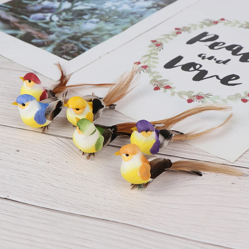 New！1Pc Mini Fake Birds Artificial Foam Feather Dove Simulation Birds Clip Claw On Ornament Home Party Wedding Decor