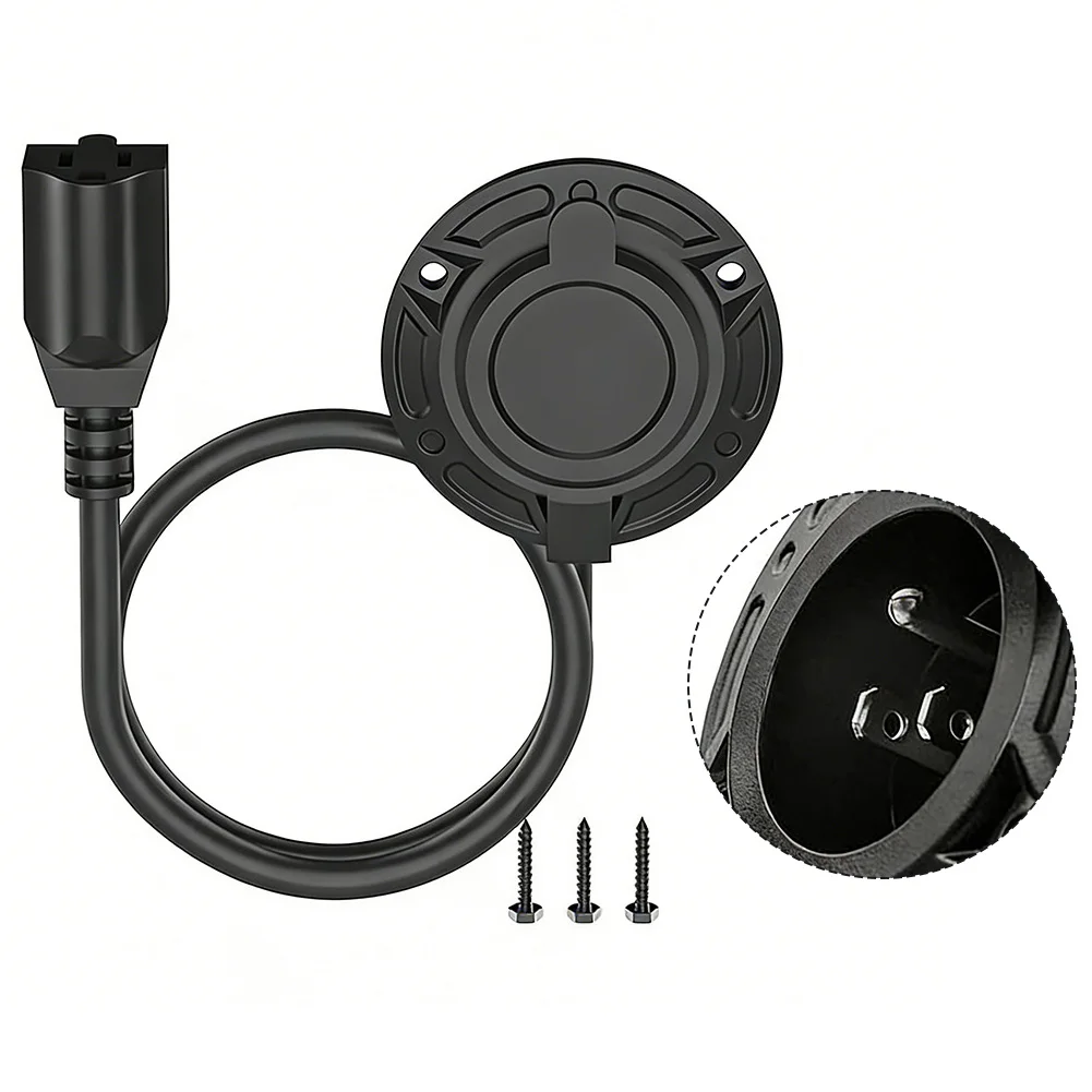 Car Shore Power Receptor For RV 15A 125V 14AWG Outdoor Electrical Systems Rear Cover Plastic Metal Accessories Tools Auto Parts