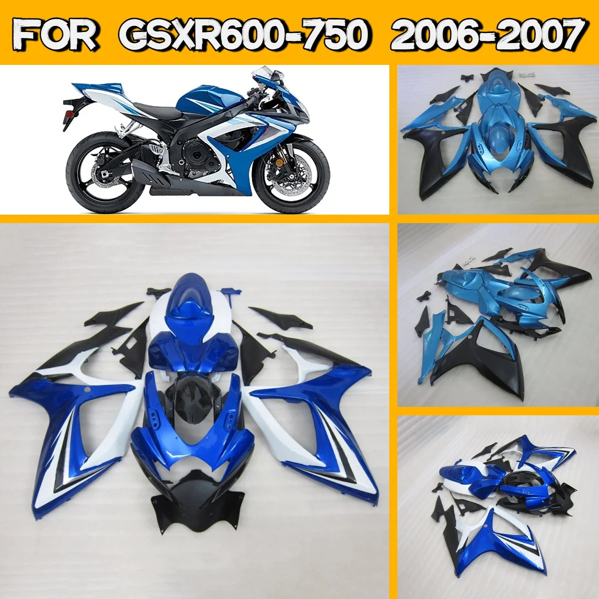 Unique Design Fairings 2006 2007 GSXR600 GSXR750 Full High-Quality Plastic Fairing Kit ABS for 06 07 Suzuki GSXR 600 750
