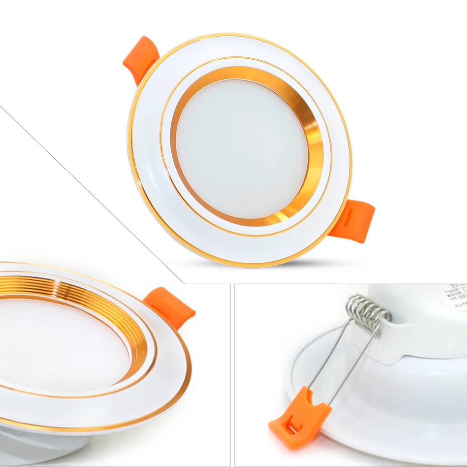 220V Led Downlight 6W 9W Led Ceiling Light Recessed Round Led Panel Light 3 Color Warm White Spotlight for Home Lighting