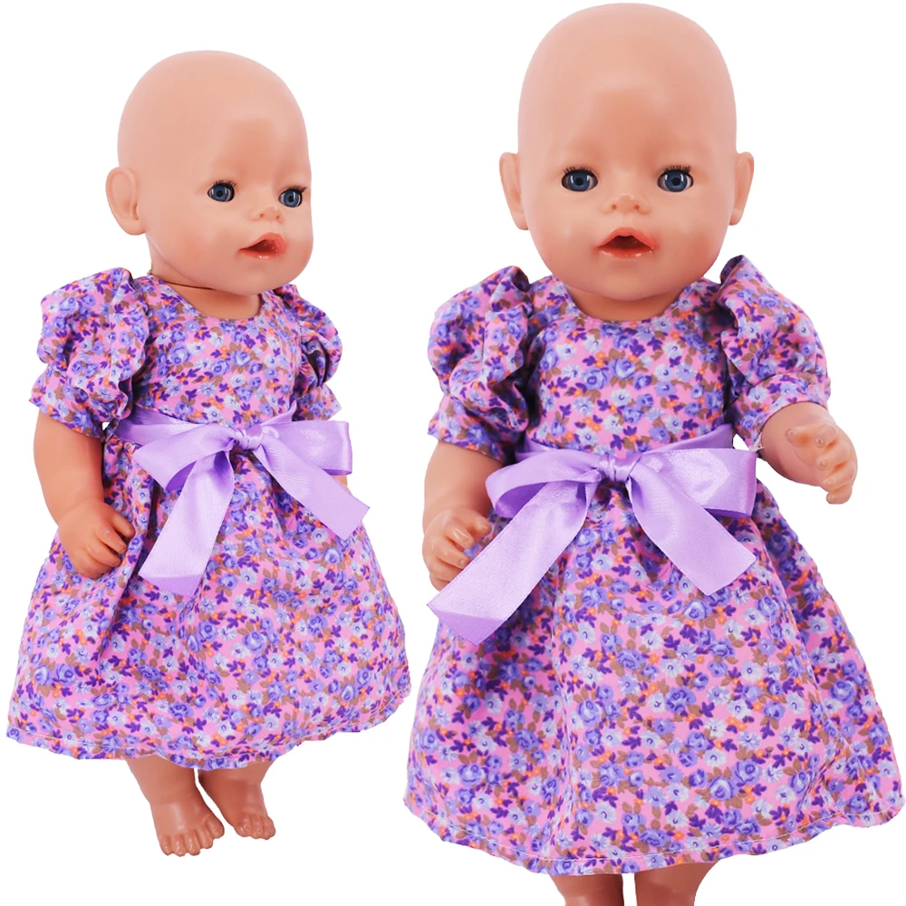 Doll Clothes for 18inch Girl American & 43cm Born Baby Reborn Doll Accessories Nightdress Purple Series,Our Generation Baby Gift