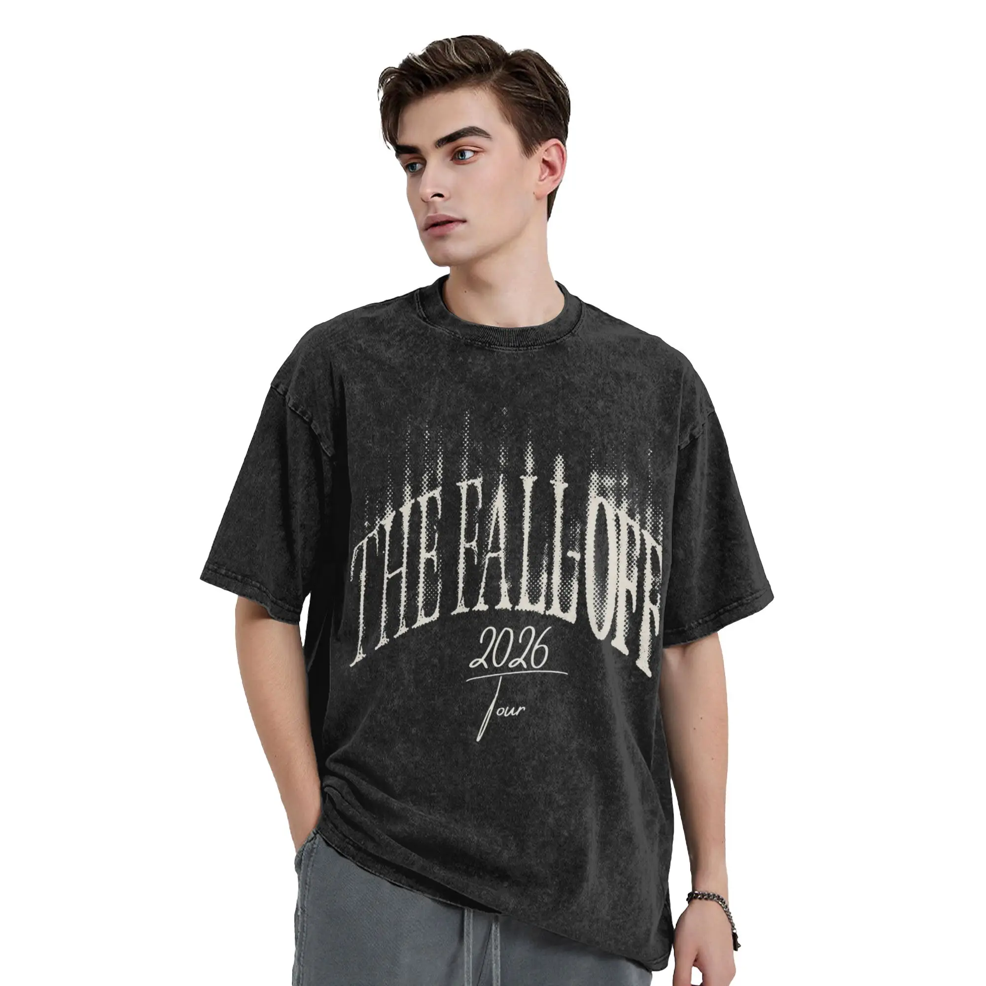 J Cole Fall Off tour Washed T Shirts Streetwear Hip Hop T-Shirts  Tees Tops for Men Women Short Sleeve Oversize Graphic Printed