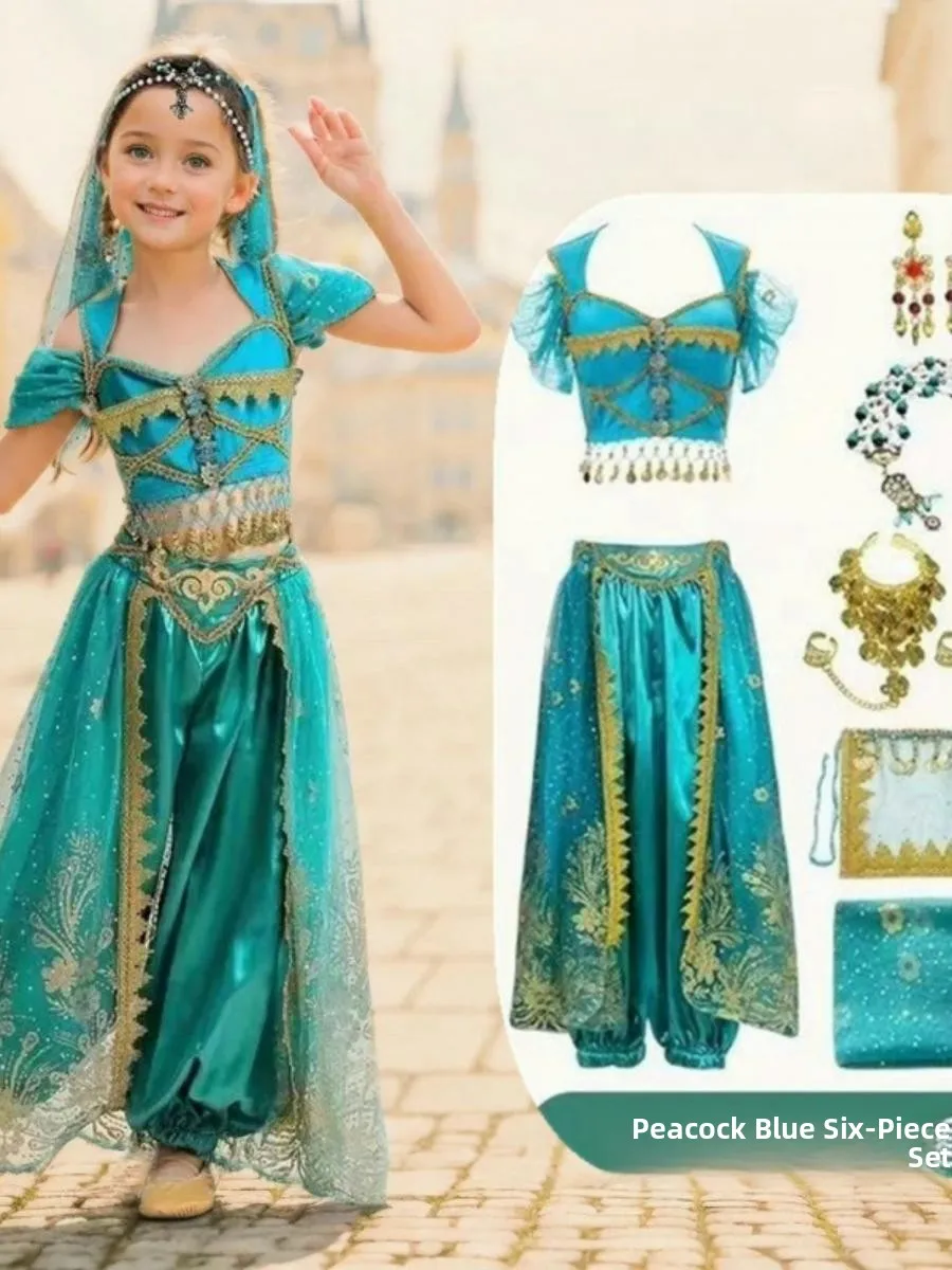 

Танцевальный костюм Princ Jasmine, детская этническая одежда на Хэллоуин, экзотическая одежда для девочек, сценический костюм