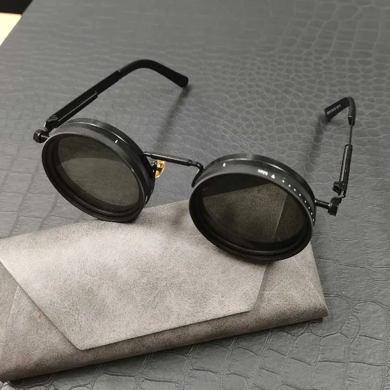 

Винтажные солнцезащитные очки в стиле стимпанк ND9, солнцезащитные очки с регулируемым затемнением UV400, поляризационные солнцезащитные очки для рыбалки на открытом воздухе для вождения для мужчин