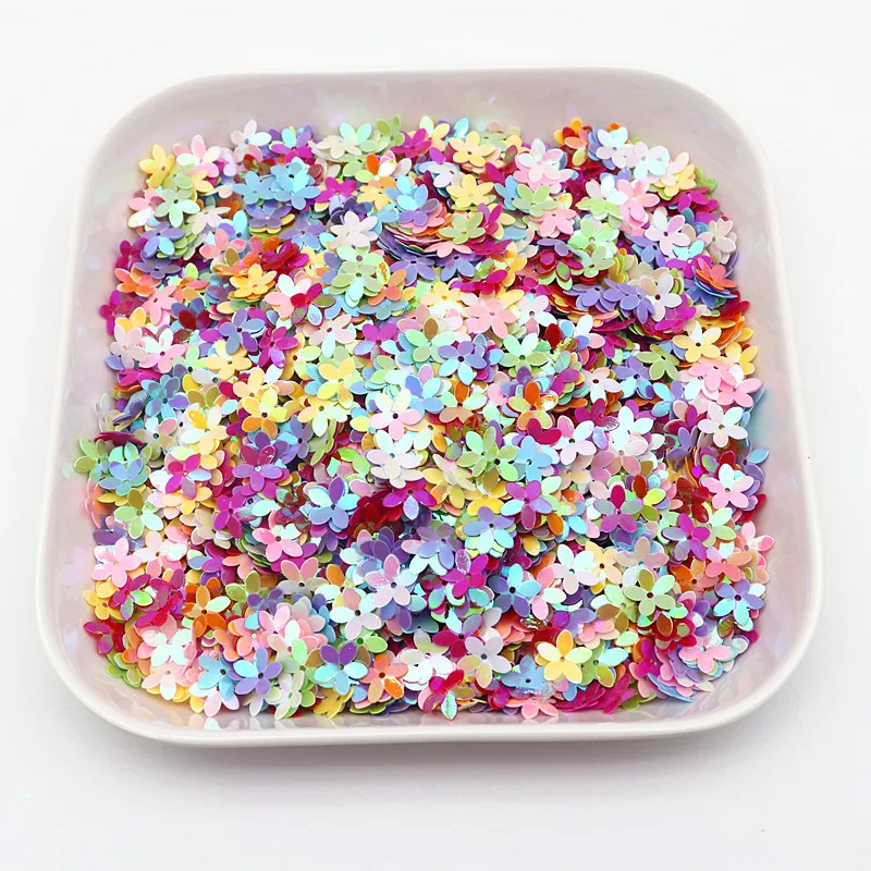 10mm 10g AB Mixed Color Five-finger Flower-shaped PVC Sequins for Sewing Clothing Scrapbook Home Decoration Accessories Crafts