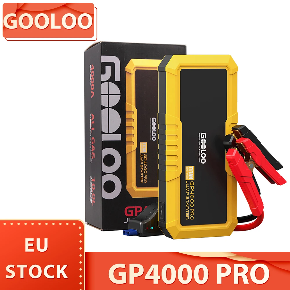 GOOLOO GP4000 PRO Jump Starter, 26800mAh Power Bank, 4000A Peak, 15V 10A DC Output, 1W White LED, 10L Diesel