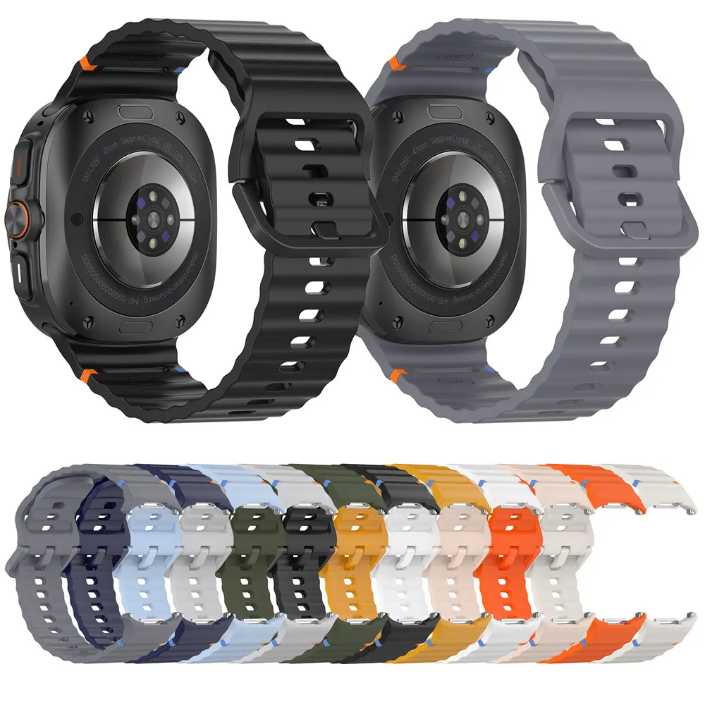 삼성 갤럭시 시계 용 실리콘 스트랩 울트라 47mm 스마트 시계 밴드 웨이브 스타일 스포츠 시계 밴드 액세서리