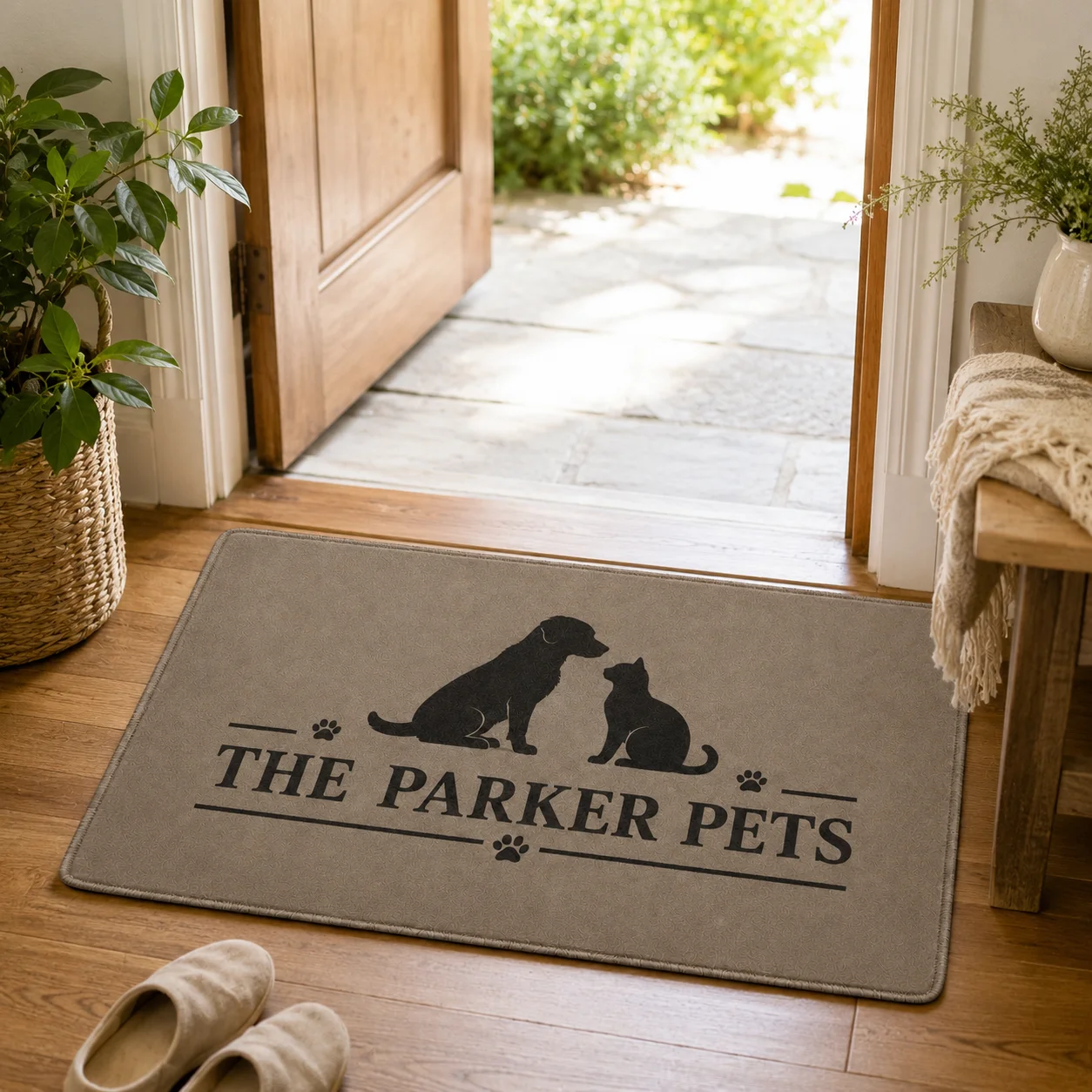 Custom Pet Name Photo Doormat Personalized Home Wecome Rug With Pet Photo And Paw Housewarming Gifts For Pet Lover Owner Mat