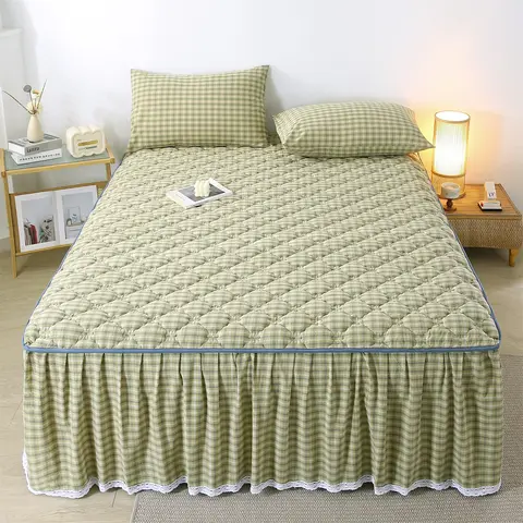 100%Cotton Quilted Bed Skirt with Lace Single/Queen/King Size Japanese-style Bedsheet with Skirts Thickened Bedskirt 침대스커트