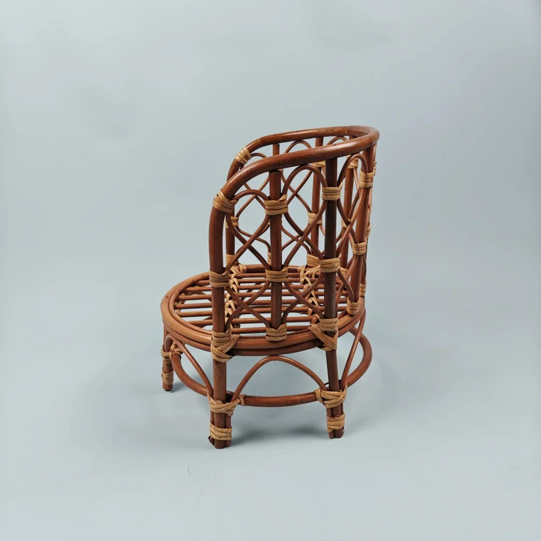 Baby Chair Newborn Photography Props Furniture Retro Bamboo Boy Wooden Bed Newborn Photo Posing Prop Basket Baby Crib Accessori