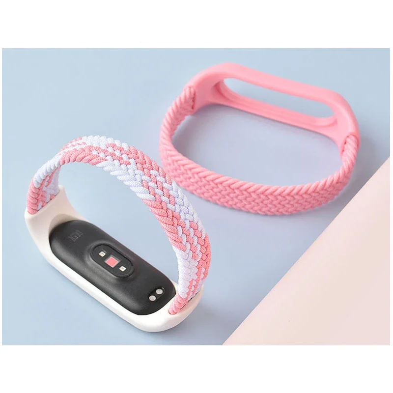 Braided Solo Loop for xiaomi Mi band 7 Watch Strap Nylon watchband NFC Bracelet smart Miband6 belt correa on Mi band 7 6 5 4 3