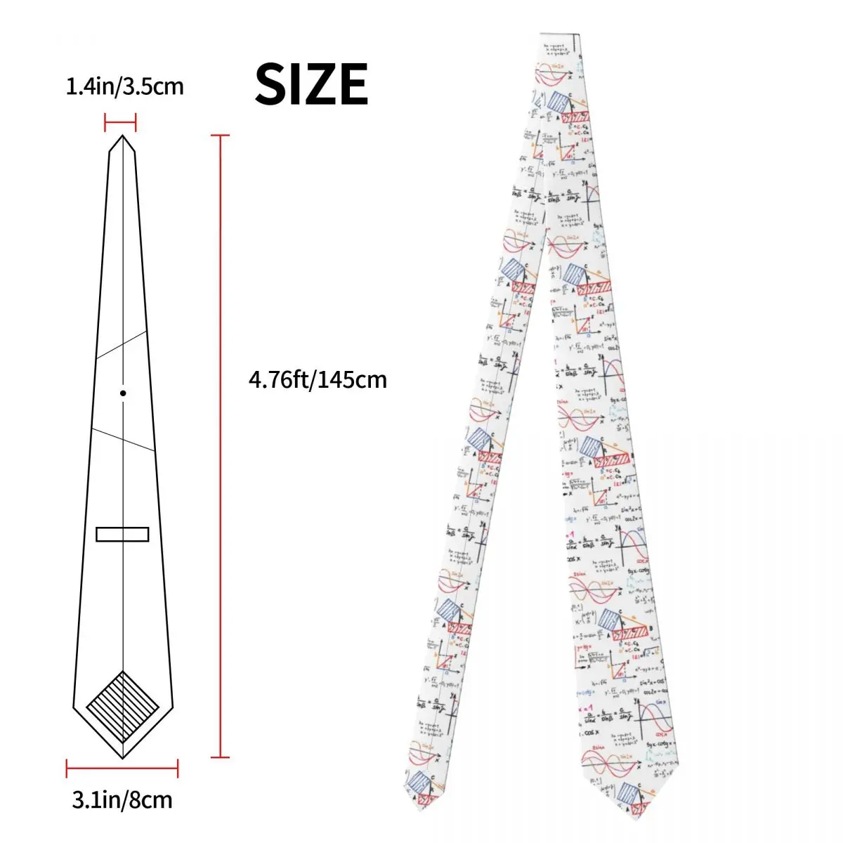 Mathematics Formulas Tie Numbers Business Neck Ties Male Retro Casual Necktie Accessories Great Quality Custom DIY Collar Tie