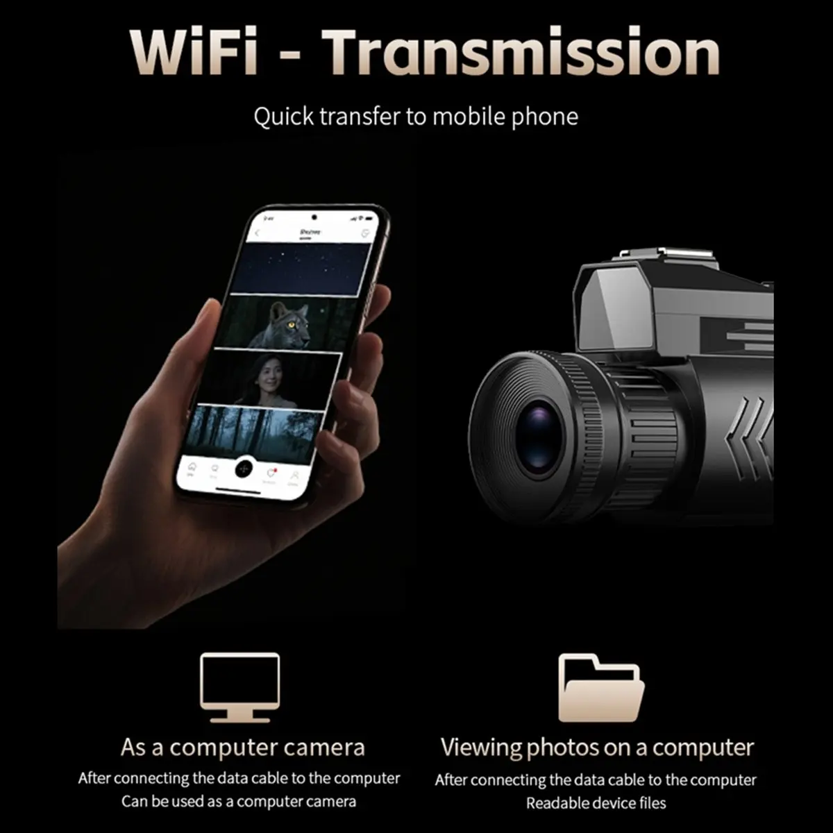 

Perfect-4K цифровой монокуляр ночного видения 28X инфракрасные очки ночного видения 68MP цифровой зум Wi-Fi телескоп для кемпинга и пешего туризма