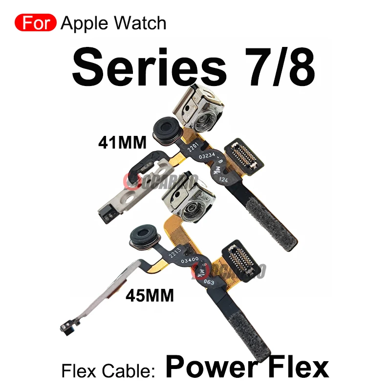 Rotation Shaft Power On Off With Microphone Flex Cable For Apple Watch Series 7 8 41mm 45mm Repair Parts