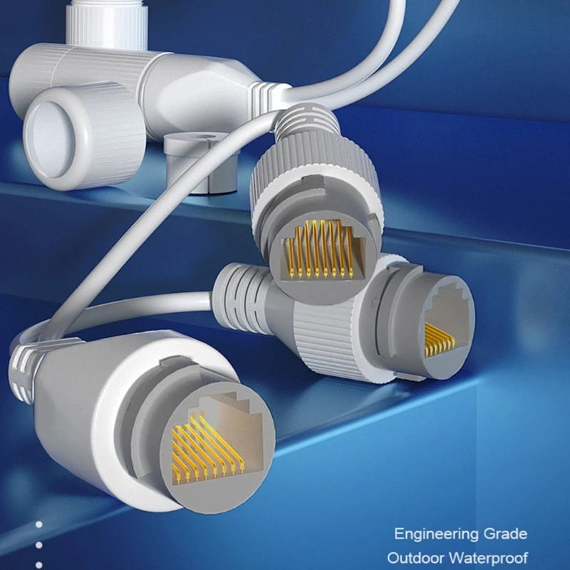 Upgraded Waterproof POE Splitter 2-in-1 Cabling Connector Three-way 96BA