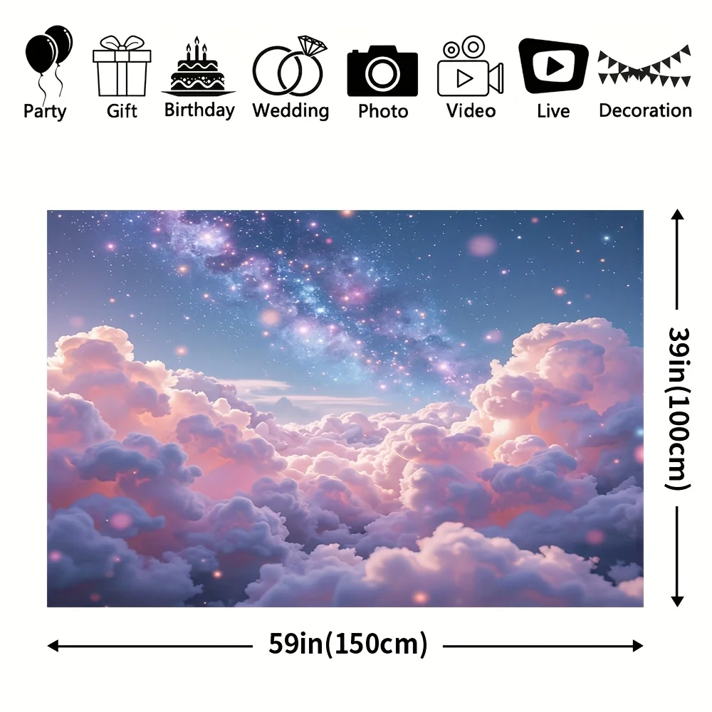 Aesthetic Galaxy Tapestry Wall Hanging Stars Nebula Cosmic Cloud Print Boho Chic Room Decor Backdrop for Bedroom Living Room Par