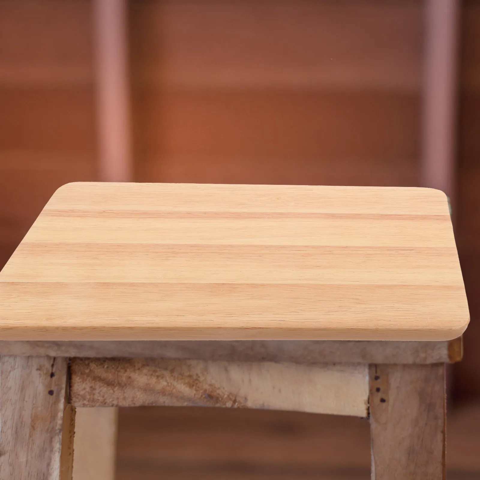 Sturdy Wooden Stool Seat Replacement Square Shape Natural Wood Grain Easy to Install Extend Stool Office