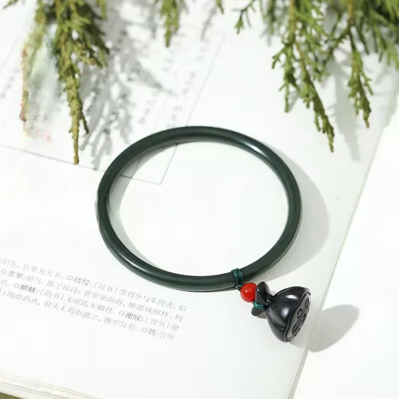 

Jade Jade Beauty Bracelet Thin Thick Bracelet Lotus Pendant Jade Bracelet