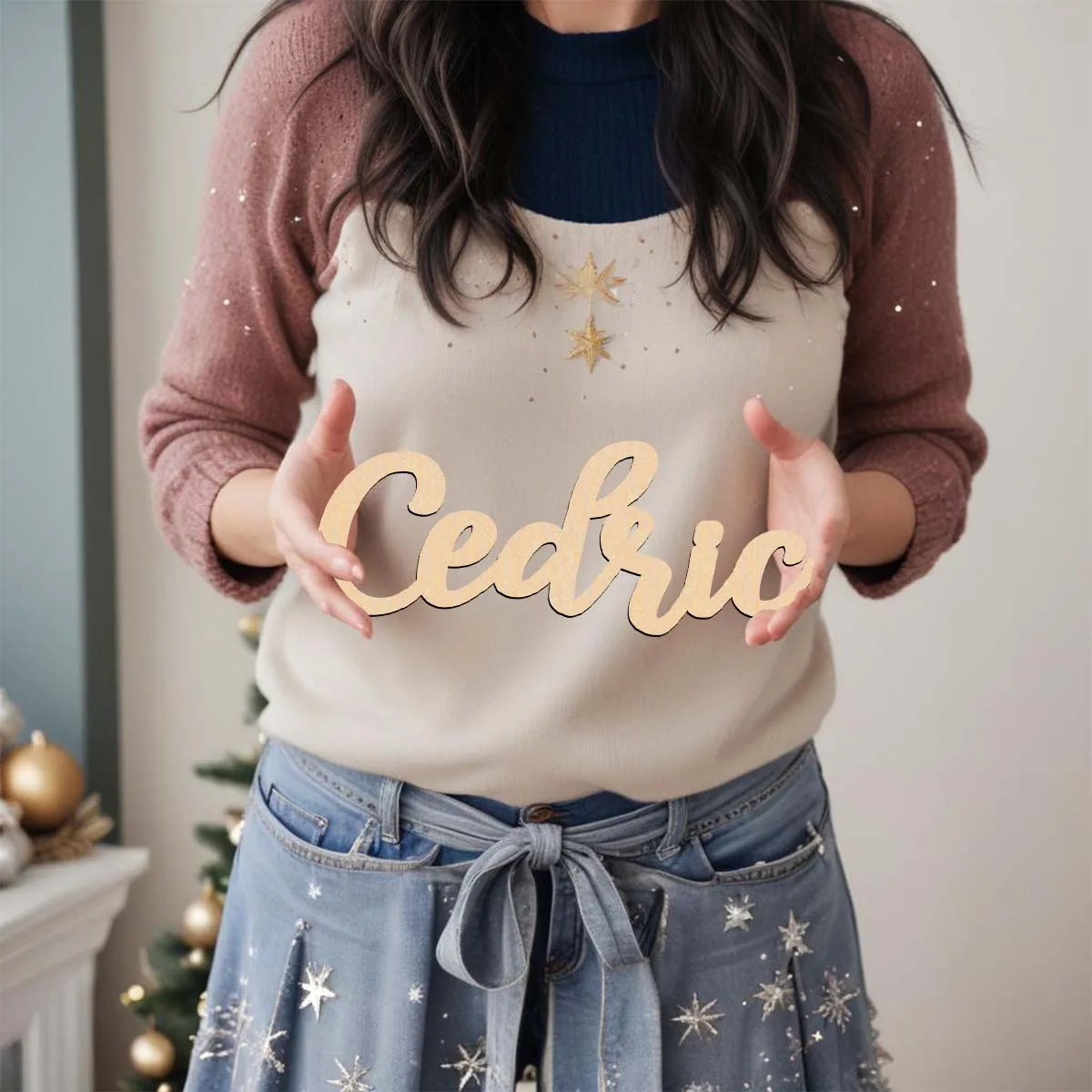 1pc Colorful Cedilo example Customizable Text Laser-Cut Sign Wooden Decor Wood Material Durable Outdoor Sign