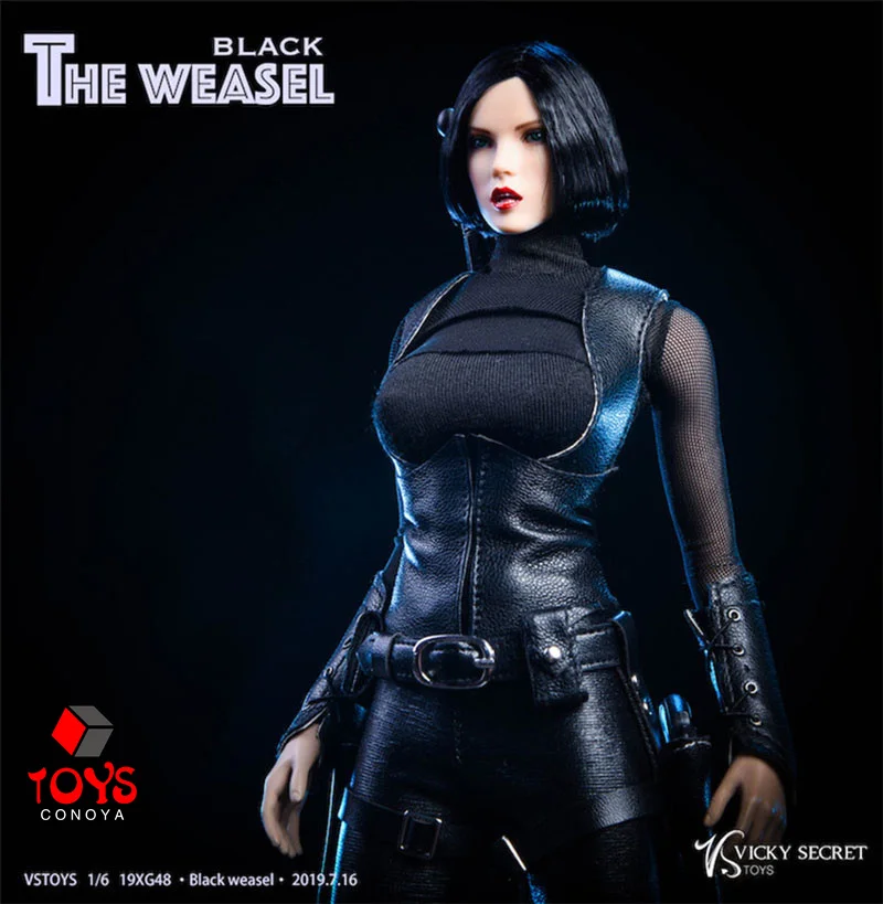 VSTOYS 19XG48 1/6 Female The Black Weasel Head Sexy Cool PU Leather Clothes Suit Accessory for 12\'\' S12D Action Figure Body