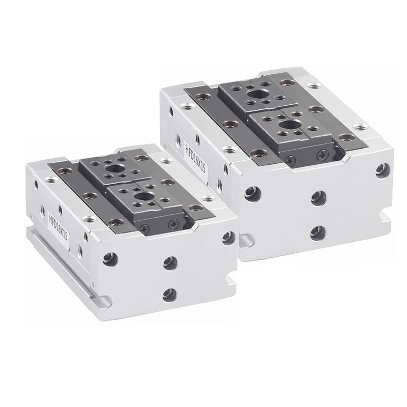 Hochwertige HFD8X8/8X15/8X30/12X10/12X25/12X50/16X30/16X60 Luftklemm-Führungsschiene Schiebetisch-Klemmvorrichtung Fingerzylinder – Detail 6