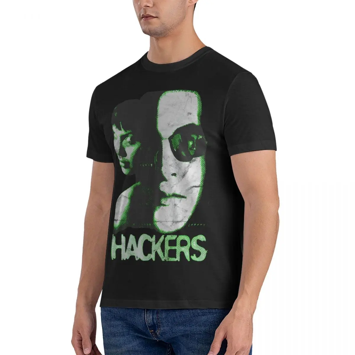 Hackers Poster -Ized T Shirts for Men 100% Cotton Humor T-Shirt Crew Neck The Matrix Neo Film Morpheus Tee Shirt Short Sleeve