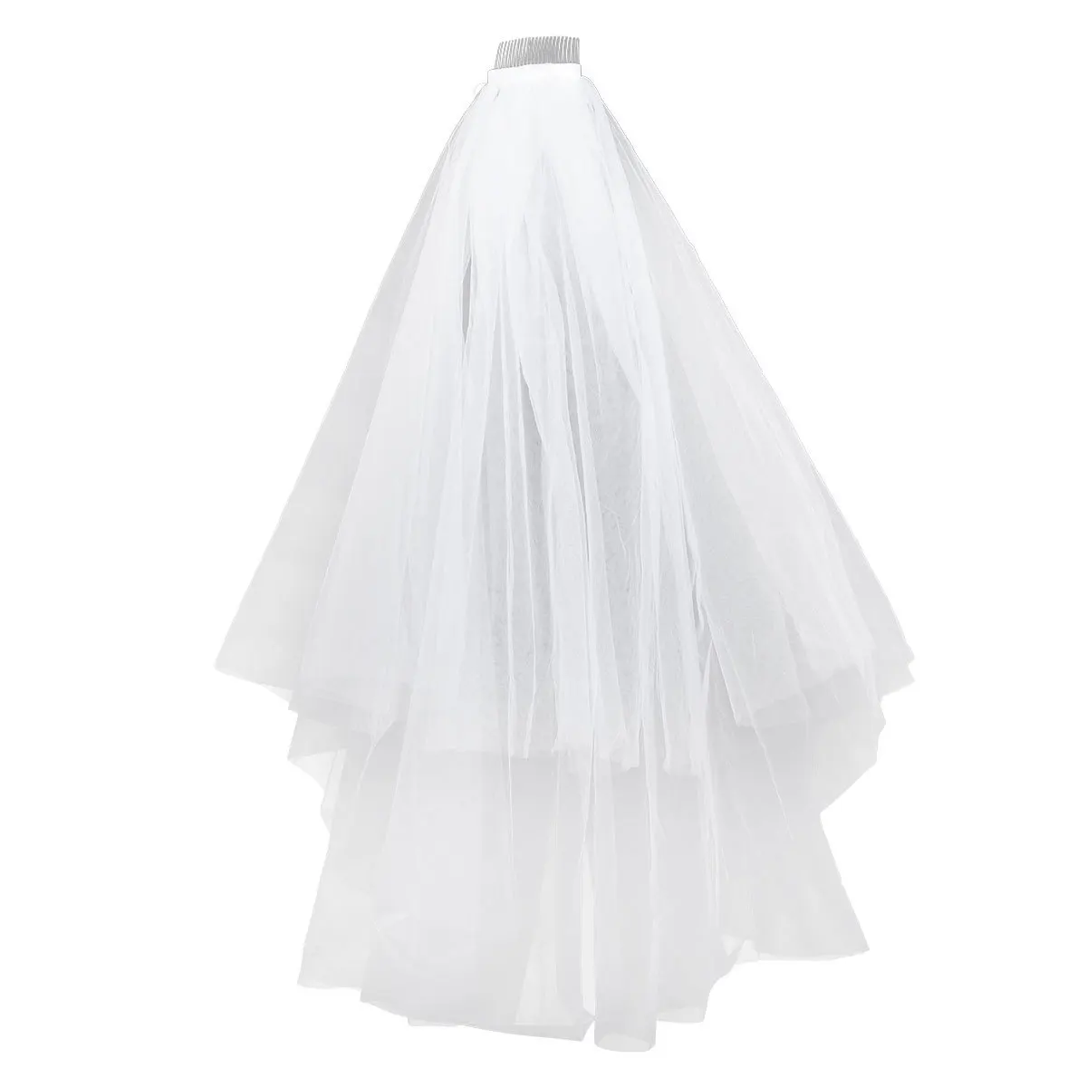 

Beautiful White Gauze Wedding Veil for Bride Elegant Multilayer Bridal Veils with Comb for Cathedral Ceremony Woman Veil