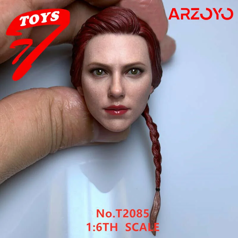 TTTOYS 1/6 Scarlett Johansson Head Sculpt Female Long Hair Braid Head Carving Model Fit 12'' Soldier Action Figure Body Dolls