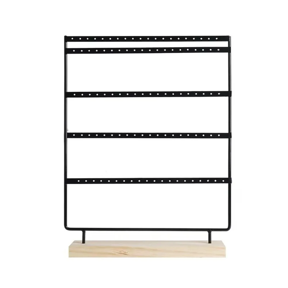 

Metal Earring Display Holder 5-Tiers 110 Holes Ear Stud Rack Tree Design Wooden Base Jewelry Storage Rack Home Organization