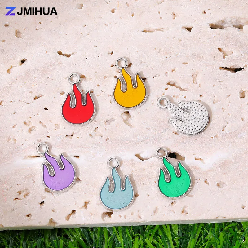 15pcs/lot Enamel Flame Charms For Jewelry Making Women Pendants Earrings Necklaces Bracelets DIY Handmade Findings Accessories