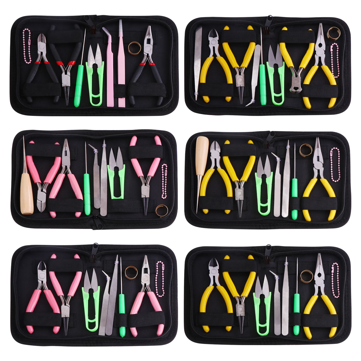 High Quality DIY Jewelry Making Tool Kits Pliers Sets Round Nose Plier Side Cutting Pliers Wire Cutter Scissor Beading Tweezers