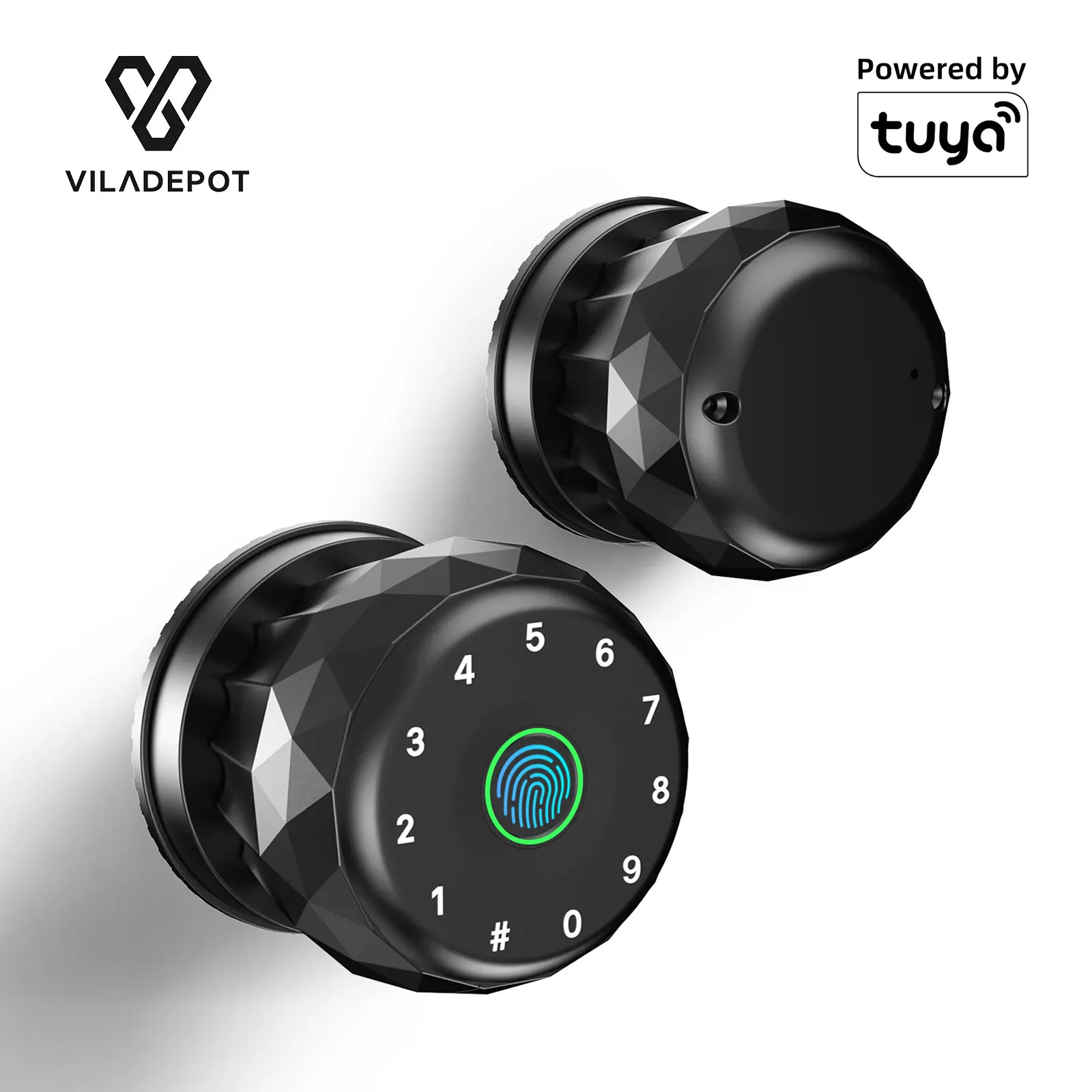Viladepot 2PCS Smart Lock Fingerprint Door Lock App Control Passcode Unlock Electronic Touchscreen Keypad Indoor