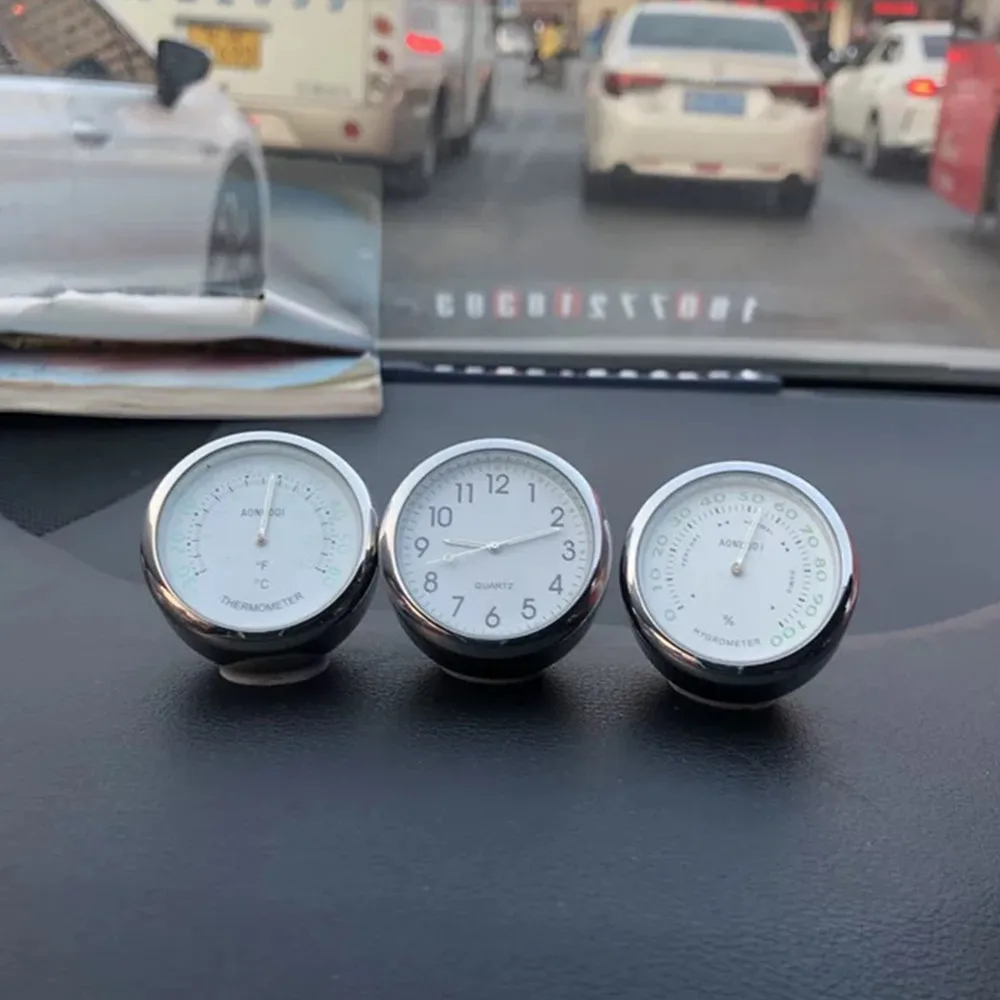 Panel de salpicadero de coche extraíble, relojes luminosos + termómetro + higrómetro, Kit 3 en 1, Mini reloj de adorno para motocicleta, bicicleta, barco