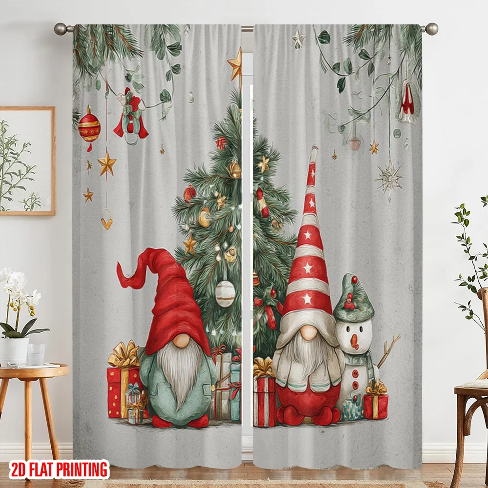 2 قطعة ، 2D الطائرة الطباعة الحد الأدنى الستائر عيد الميلاد التماثيل ورجل الثلج تنوعا البوليستر دائم (بدون قضيب) الزينة