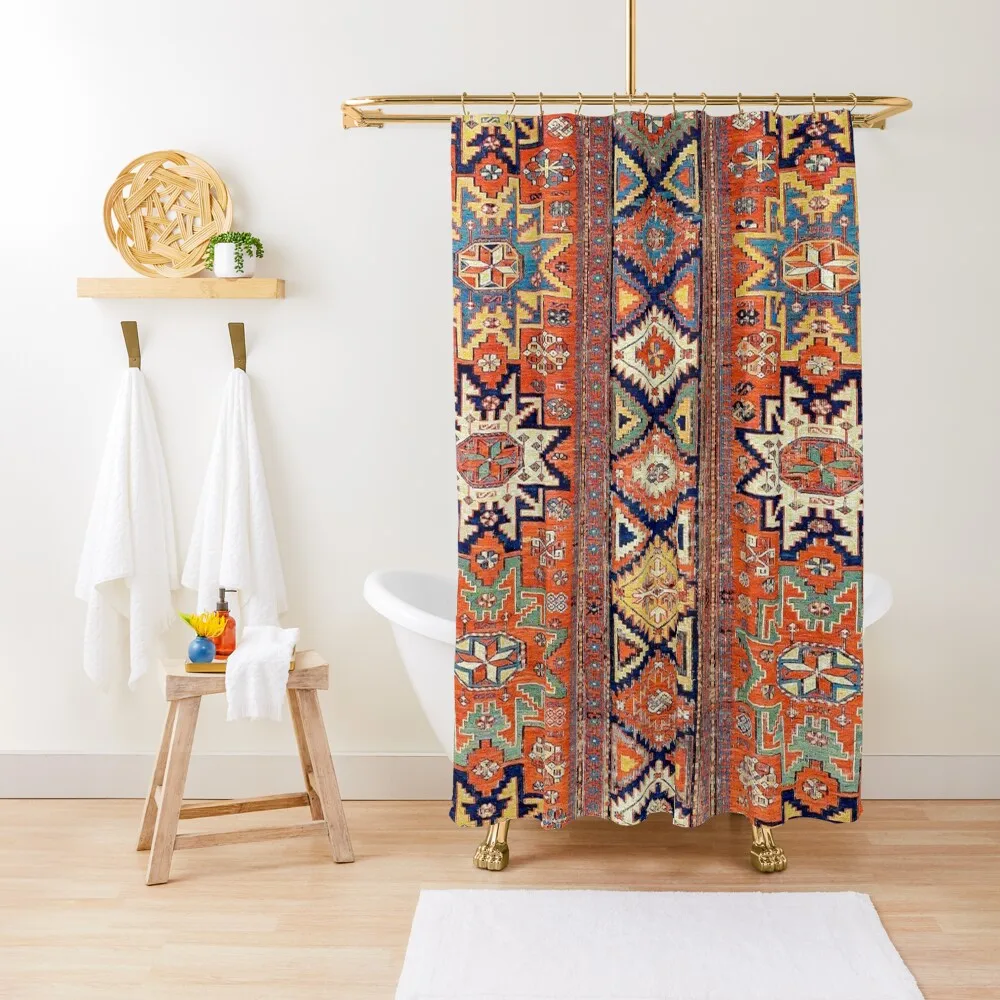 Southwestern Farmhouse III // 19th Century Colorful Red Yellow Blue Green Aztec Farm Stars Rug Shower Curtain Window Curtain