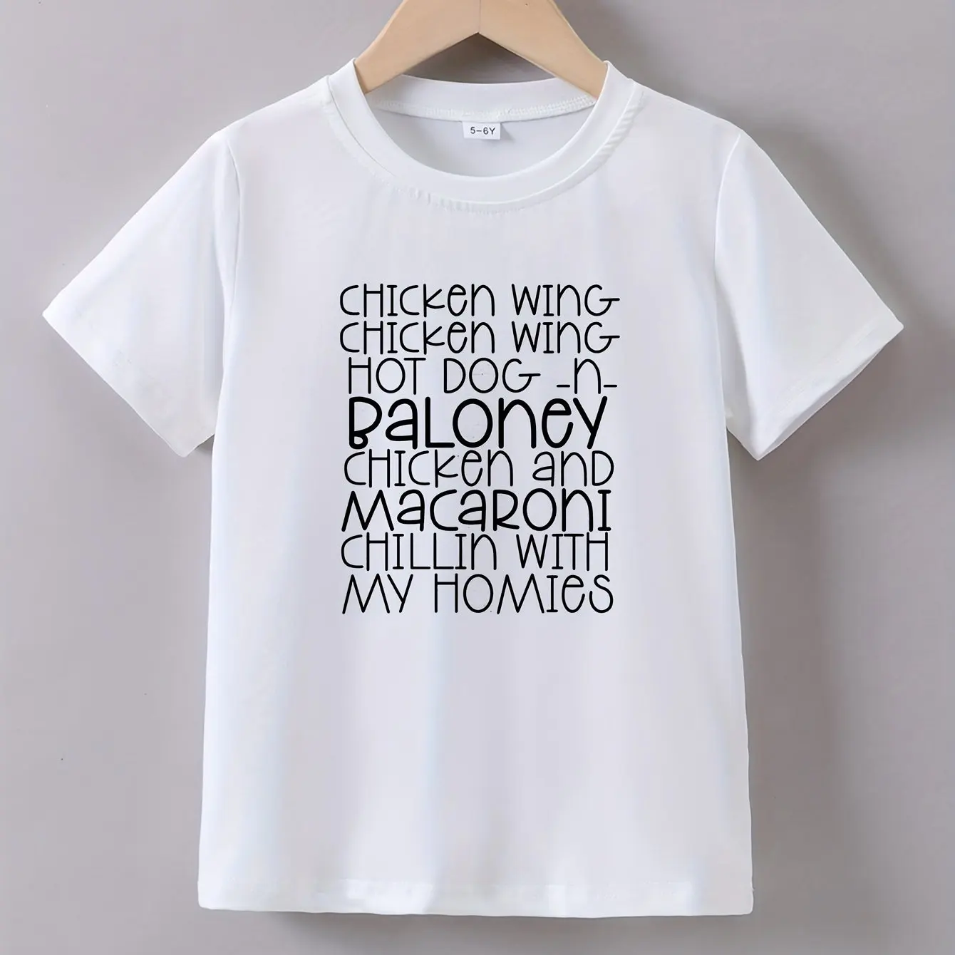 Unisex Kids T-Shirt with Fun Food Song Lyrics Graphic 100% Cotton Comfortable Summer Wear Boys and Girls Casual Outings Playtime