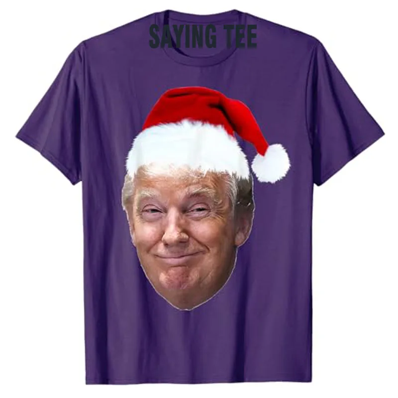 Donald Trump Christmas Funny MAGA Santa Hat Gift T-Shirt Mens Fashion Daddy Husband Xmas Costume Short Sleeve Saying Tee Y2k Top