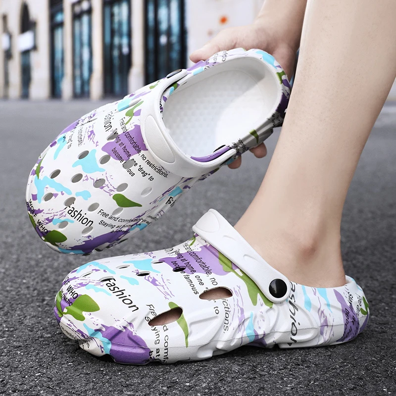 Sandals Men's Slippers Soft and Comfortable Color Printing Shoes for Men Indoor and Outdoor Wear-resistant Ventilate Non-slip