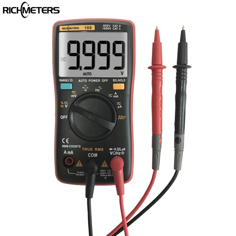

RM111 Digital Multimeter Auto Range 9999 Counts 100M Ohm Temperature AC/DC Voltage Ammeter Current Meter Tester True Rms