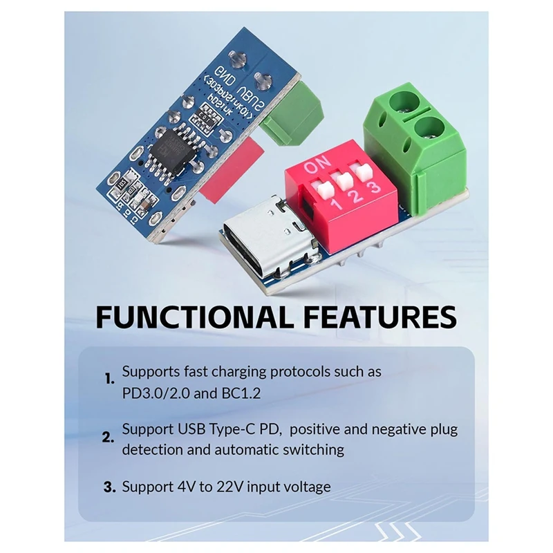 Модуль триггерной платы ABUL-USB-C PD PD/QC Decoy Быстрая зарядка USB Type-C до 12 В Высокоскоростное зарядное устройство Подвышение выходной мощности