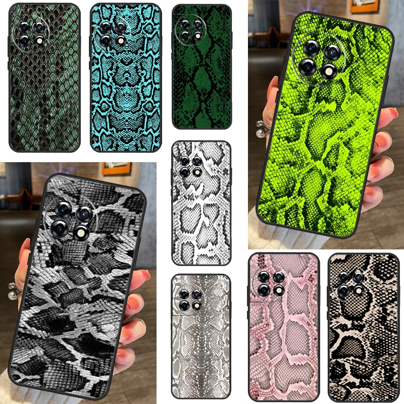 Snake Skin Print For Oneplus 11 8 9 10 Pro 9RT 10R 10T Ace 2 Case For Oneplus Nord 2 2T N10 N20 CE 2 Lite