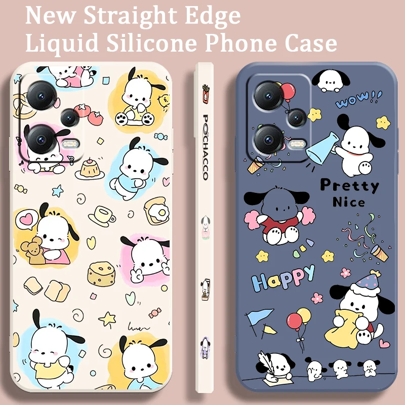 Sanrio Pacha Dog Cute Cartoon Liquid Left Rope For Xiaomi Redmi Note 13 12 12S 12R 11 11T 11S 10 10S Pro Plus 5G Funda