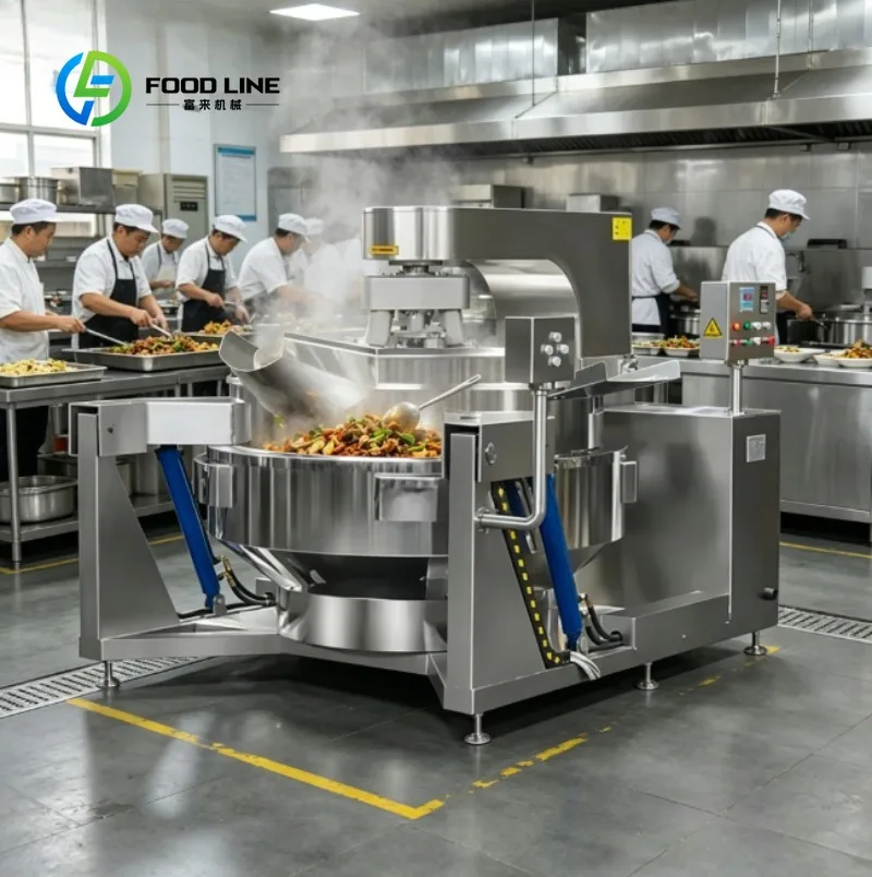 Commercial Stir Fry Machine Manual Gas Cooking Mixer Tilting Wok for Restaurant Kitchen Large Capacity Automatic Stirring Cooker