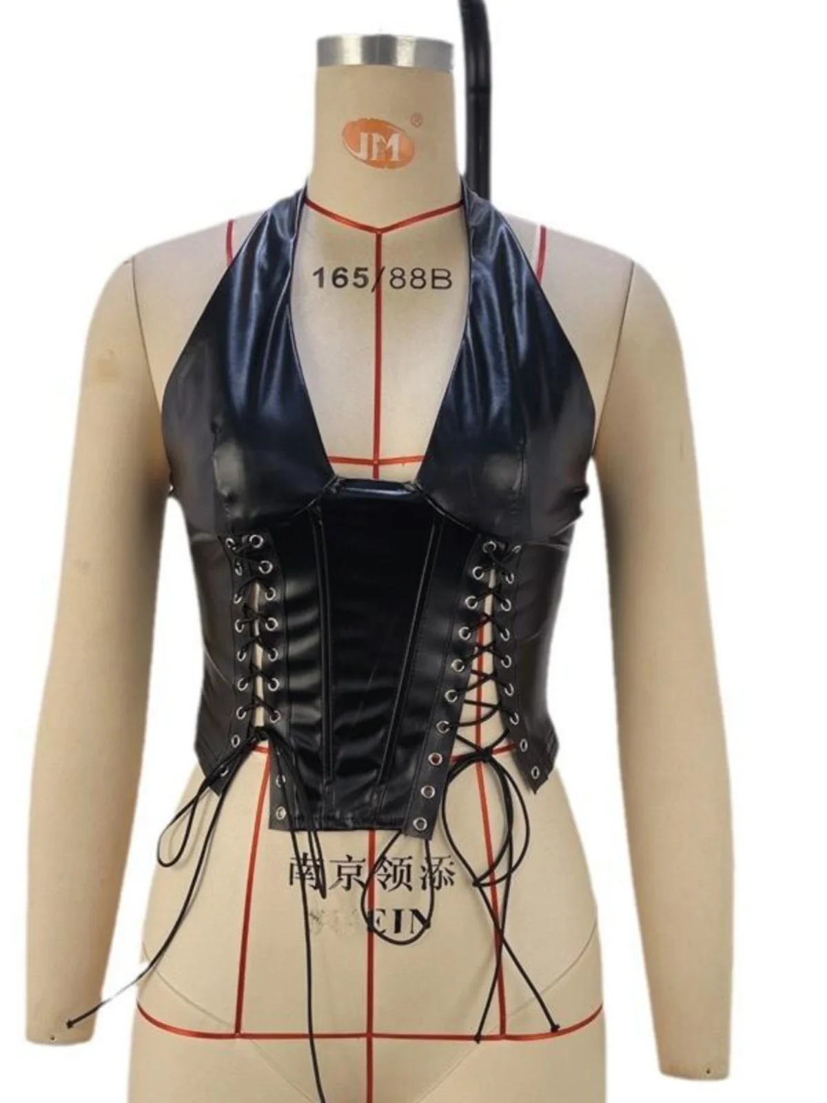 

Модный сексуальный жилет из искусственной кожи с узкой талией и ремешком, женская одежда, трансграничная весна 2024, бальное нейлоновое нижнее белье для поездок на работу...