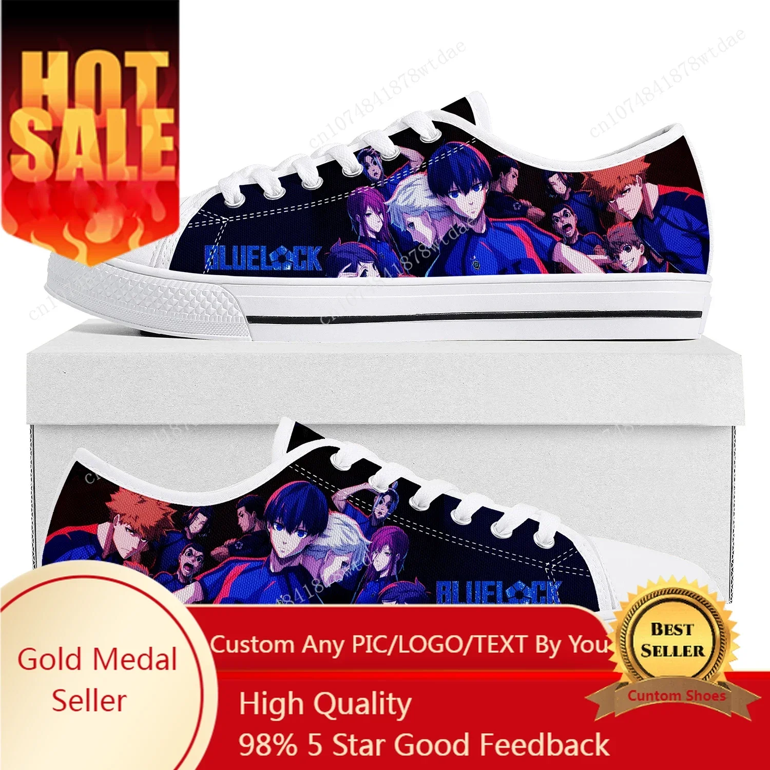 Blue Lock Low Top Sneakers Womens Mens Teenager Yoichi Isagi High Quality Canvas Sneaker Couple Comics Manga Custom Made Shoes