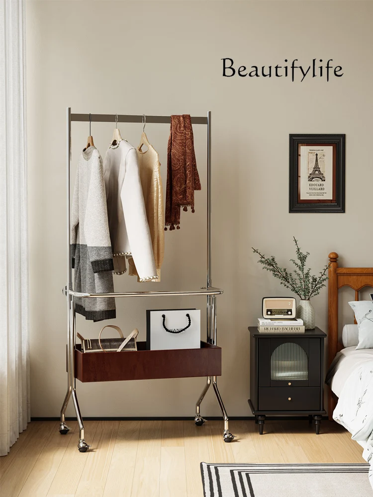 Nordic solid wood coat rack removable floor-to-ceiling multi-functional storage bedroom small medieval furniture